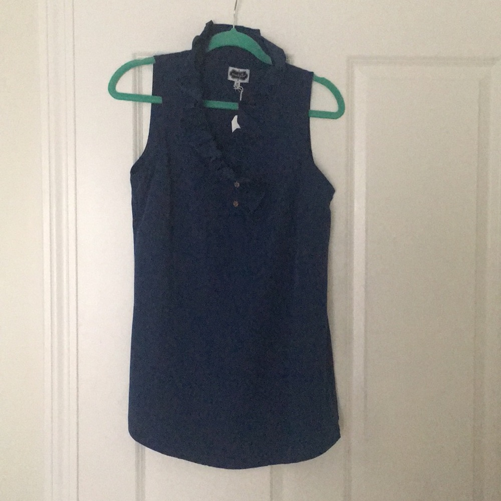Mud Pie ruffle neck tank top